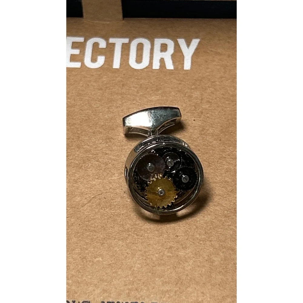 Refectory Cufflinks Steampunk Gears OS Silver Gold British‎ Mens Jewelry NEW